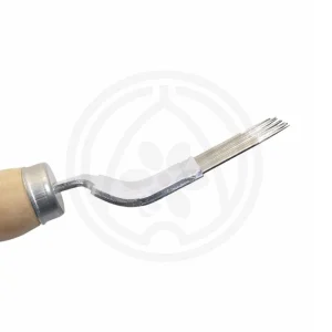 Viljuška profesional, sa inox iglama i drvenom drškom – ravna igla